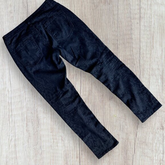 LIVERPOOL Black Gray Snake Python Print Stretch Denim Skinny Jeans Pants 10 12 - Picture 2 of 6